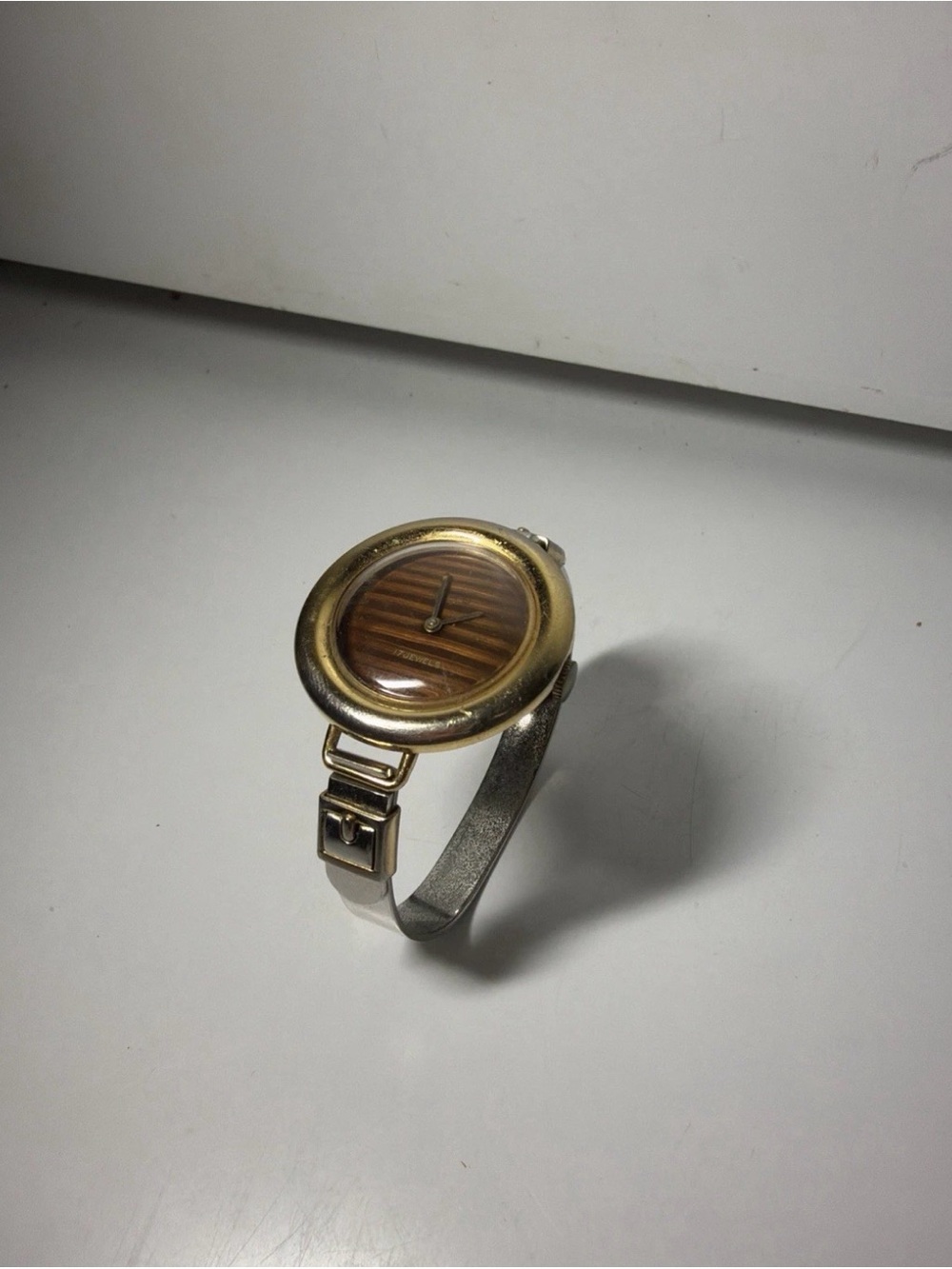 Gold-Tone Wood Dial Women's Bracelet Watch